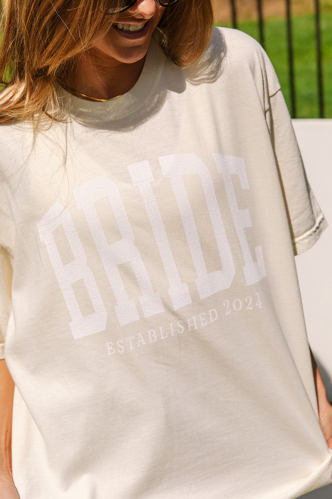 Bride and Bachelorette Collection - Girl Tribe Co. Bride Ivory Comfort Colors T-shirt
