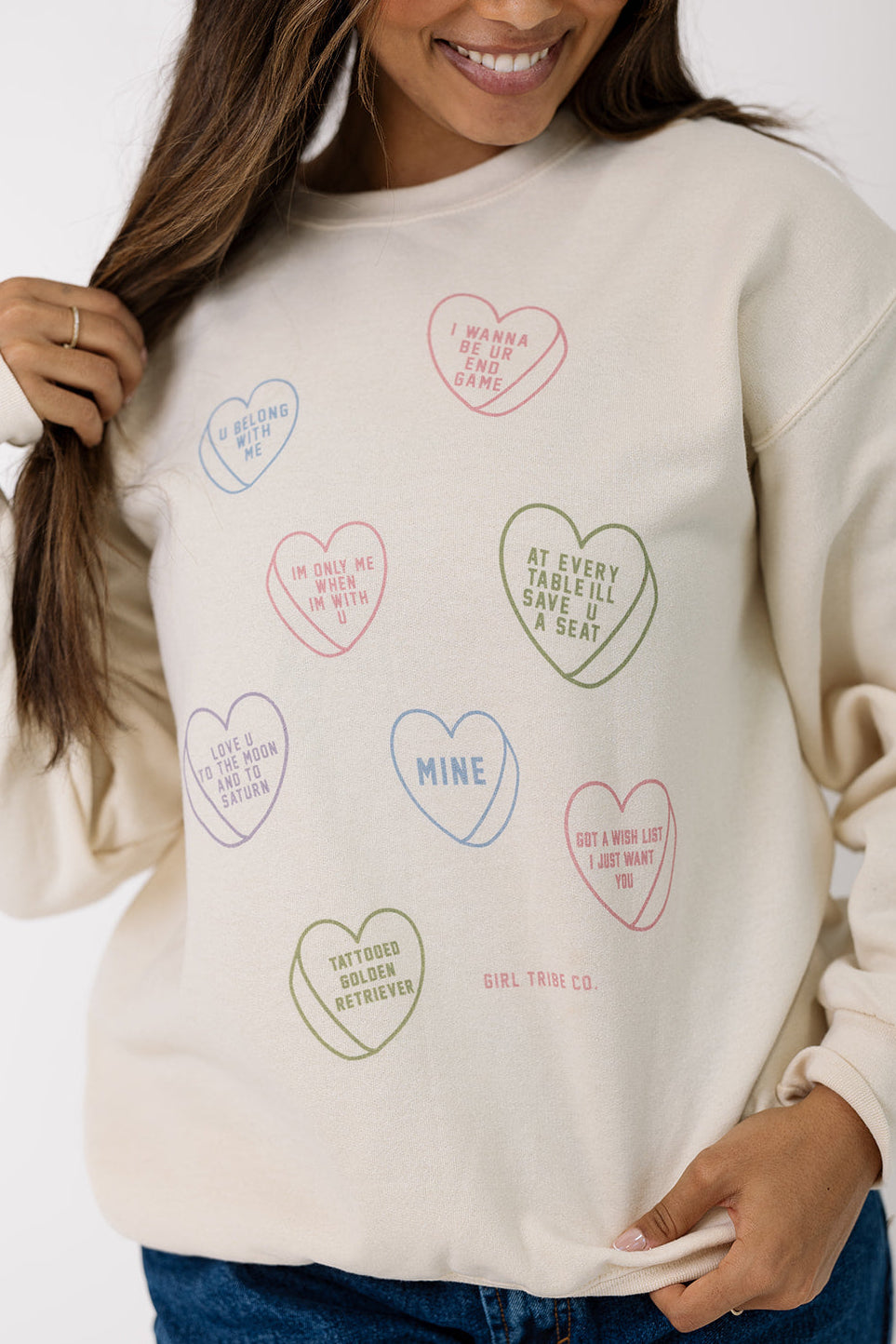 Conversational Hearts Sweatshirt in Ivory – Girl Tribe Co.