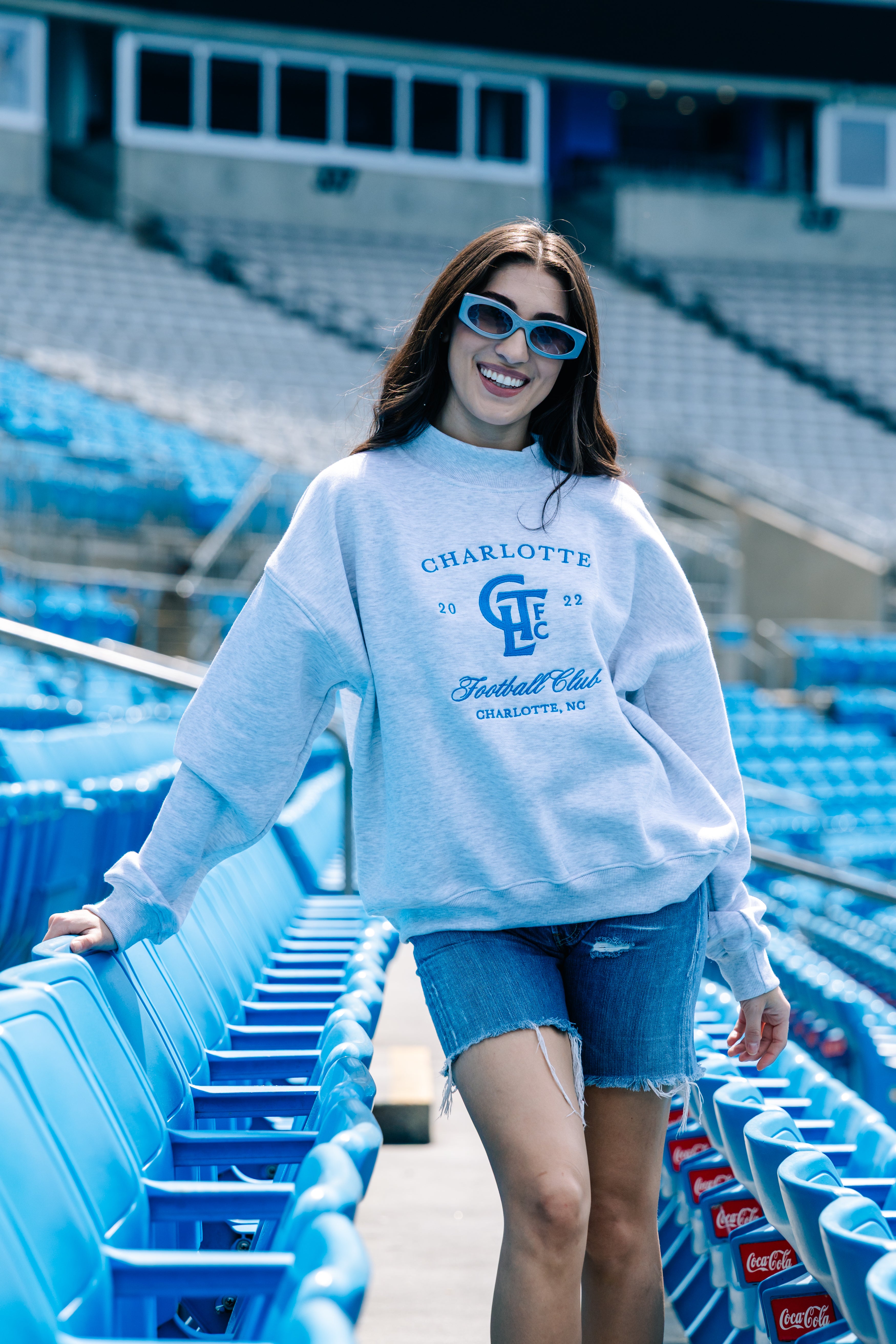 CLT FC  x Girl Tribe Embroidered Mock Neck in Ash Gray