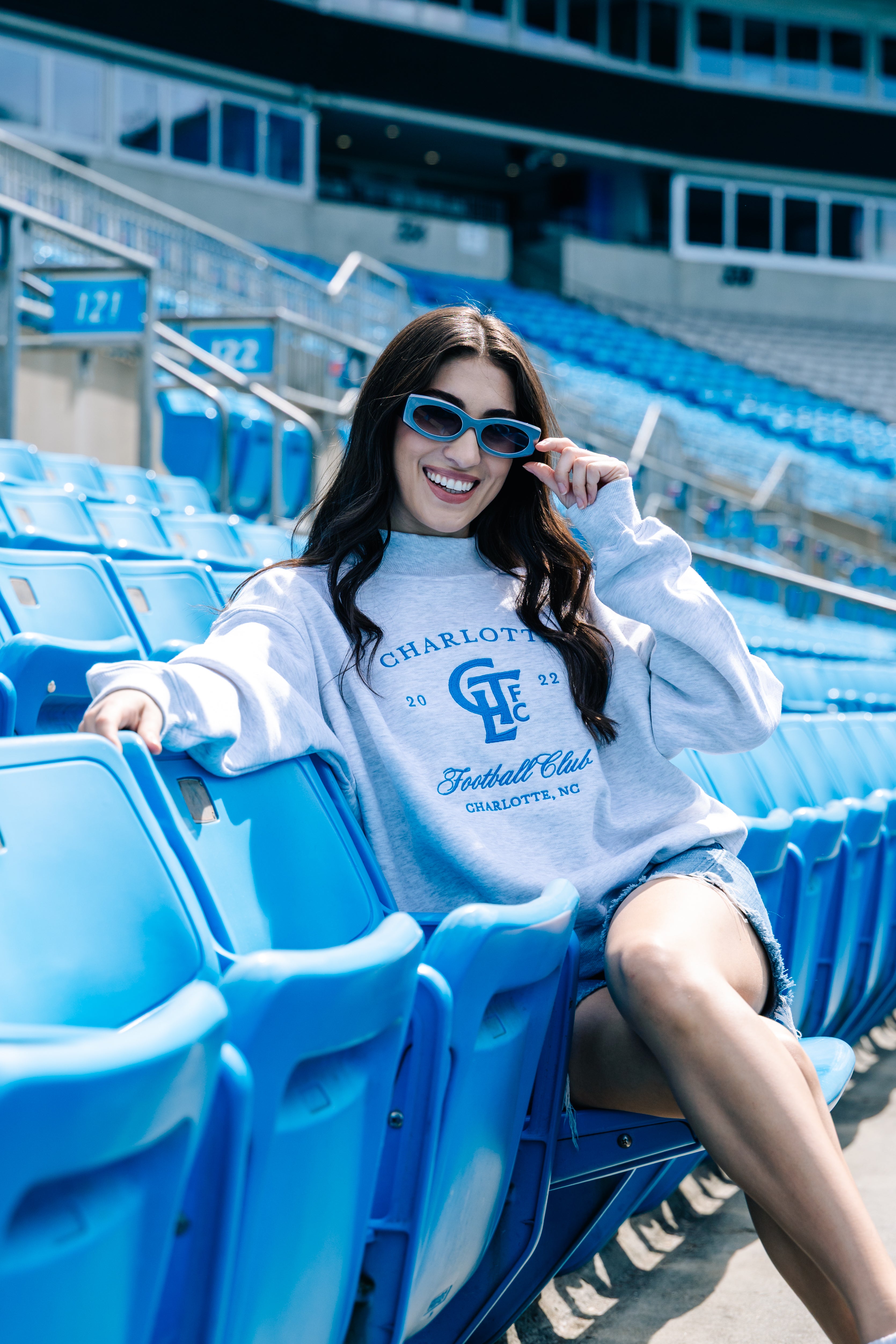 CLT FC  x Girl Tribe Embroidered Mock Neck in Ash Gray