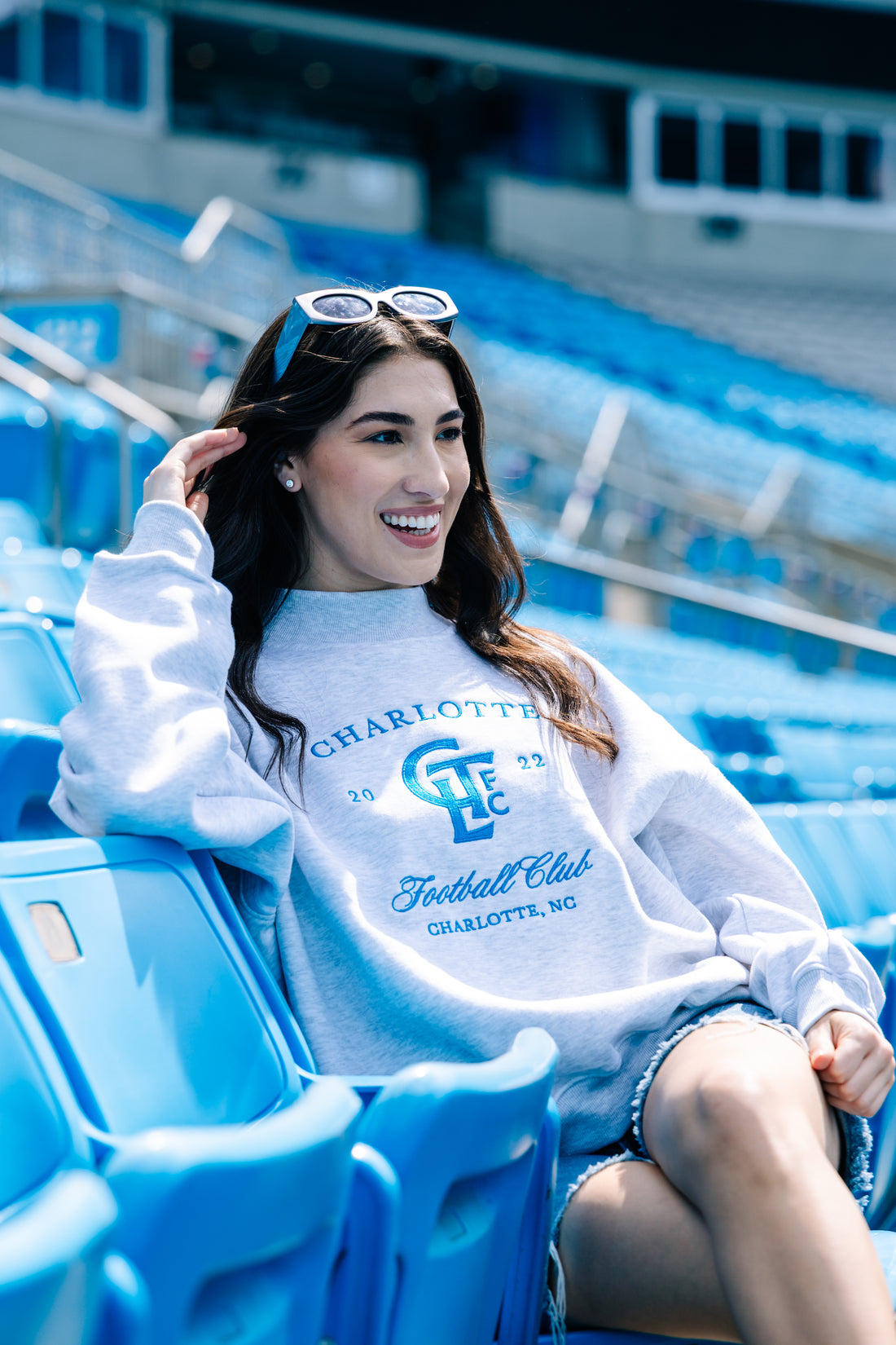 CLT FC  x Girl Tribe Embroidered Mock Neck in Ash Gray