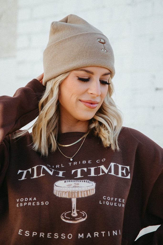 Tini Time Sweatshirt In Chocolate - Girl Tribe Co. Cocktail Collection