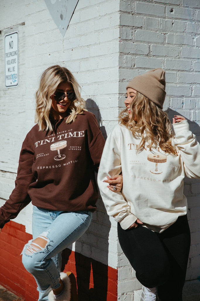 Tini Time Sweatshirt In Chocolate - Girl Tribe Co. Cocktail Collection