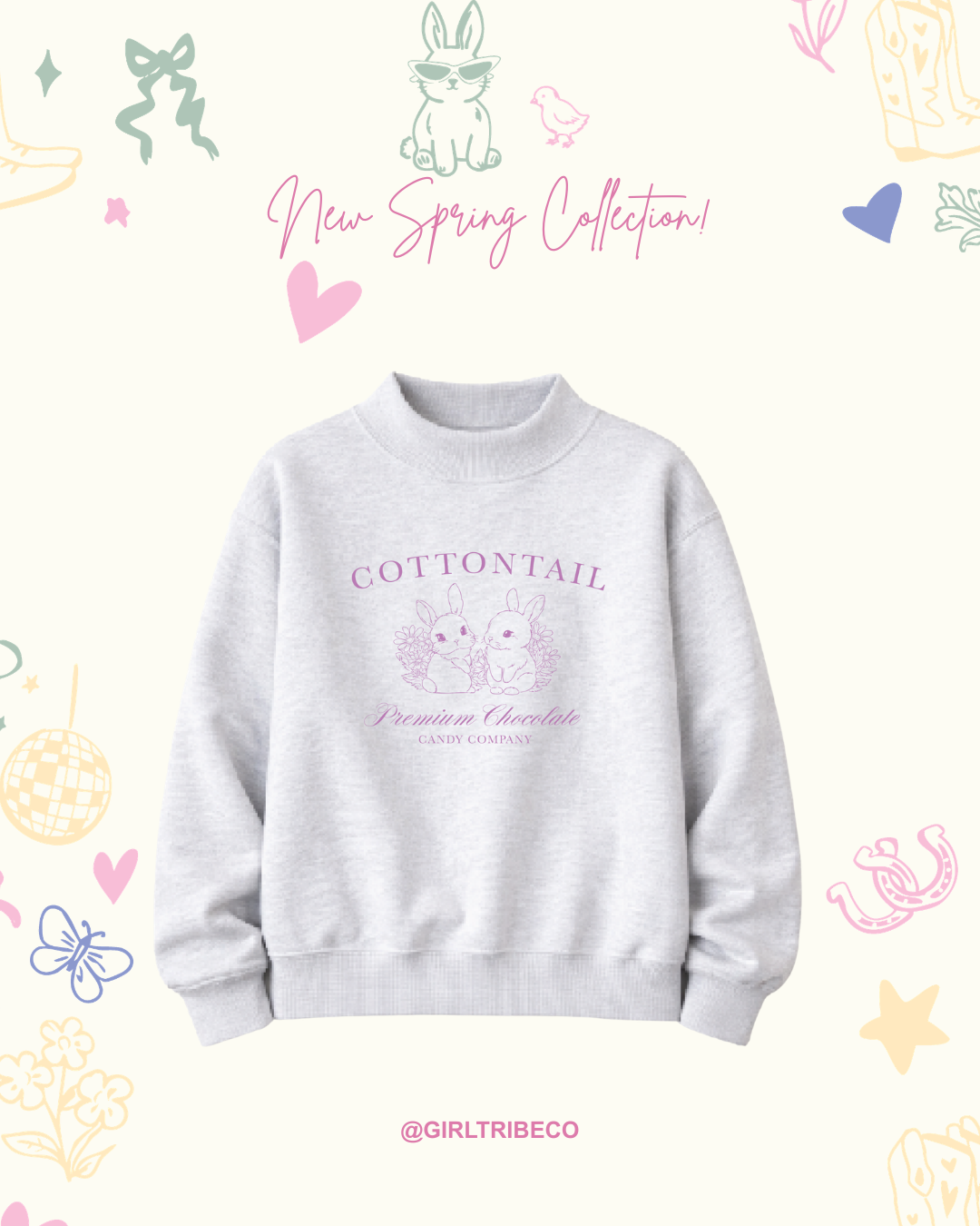Cottontail Candy Co Mock Neck in Ash
