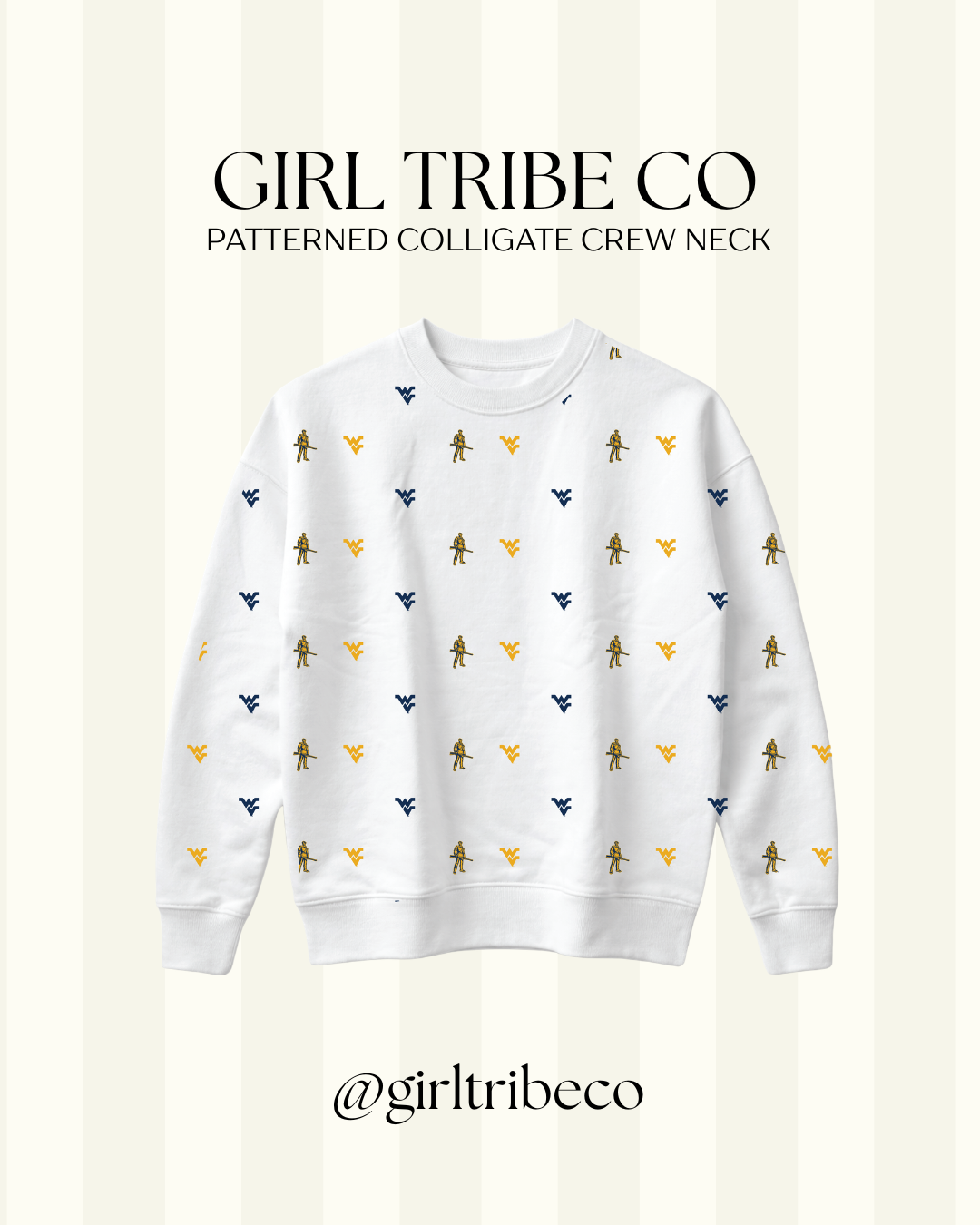 West Virginia University Logo Embroidered Crewneck