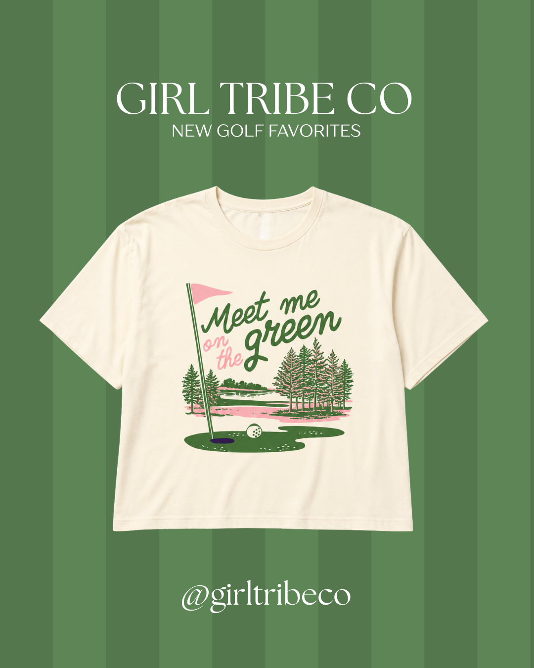 Meet Me On The Green Illustrated Crop Tee