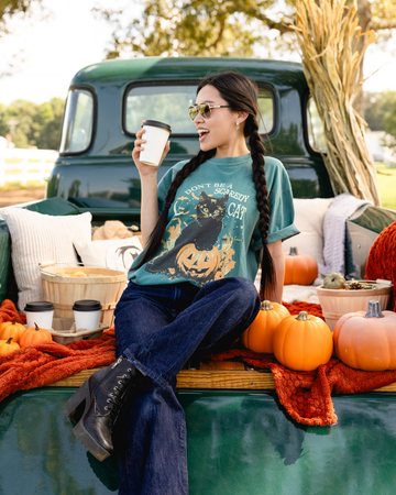 Don't Be a Scaredy Cat Tee in Emerald