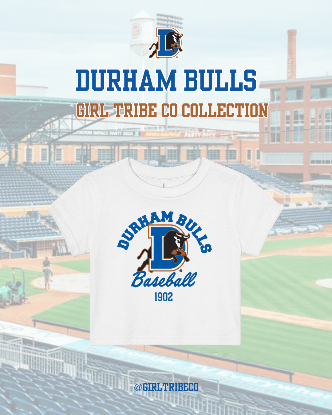 Durham Bulls x Girl Tribe Co White Baby Tee
