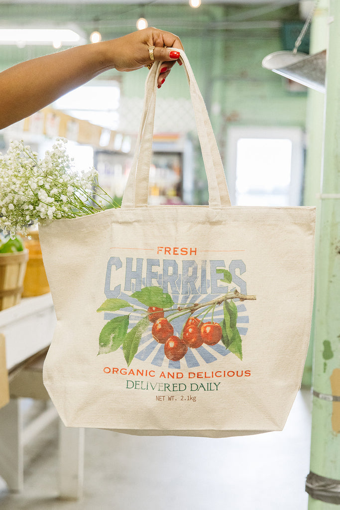 Fresh Cherries Tote - Girl Tribe Co. Farmer's Market Collection