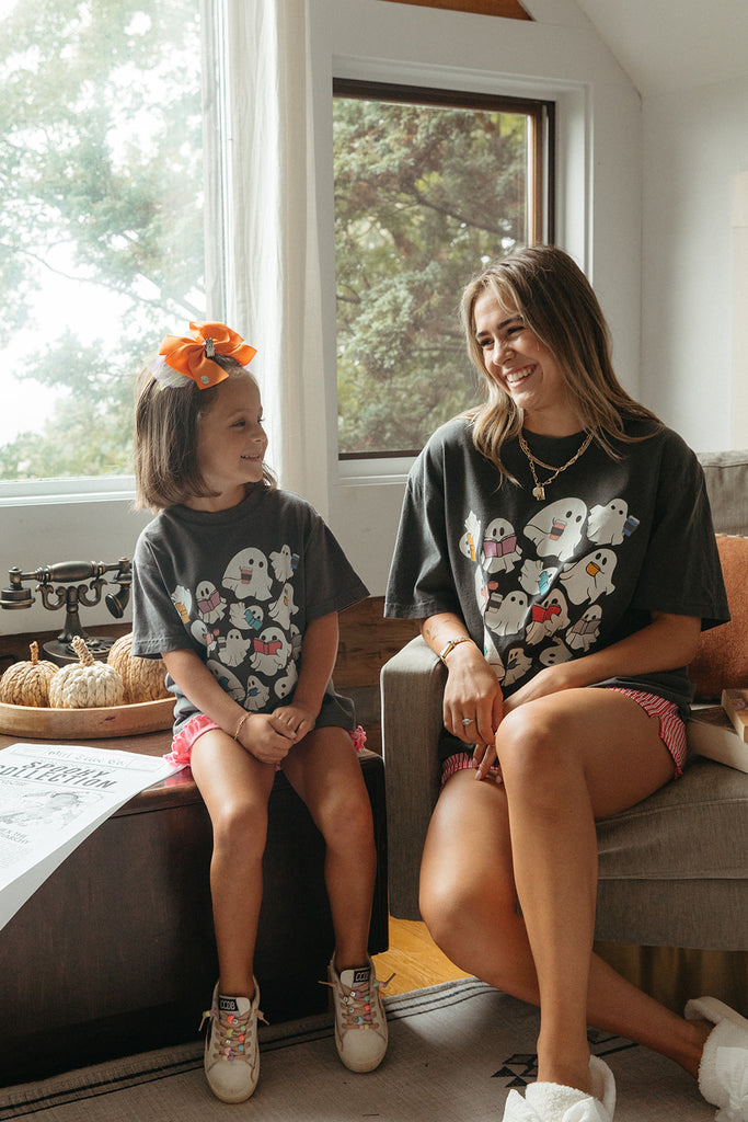 Youth Ghost Book Tee - Girl Tribe Co. Spooky Szn Collection