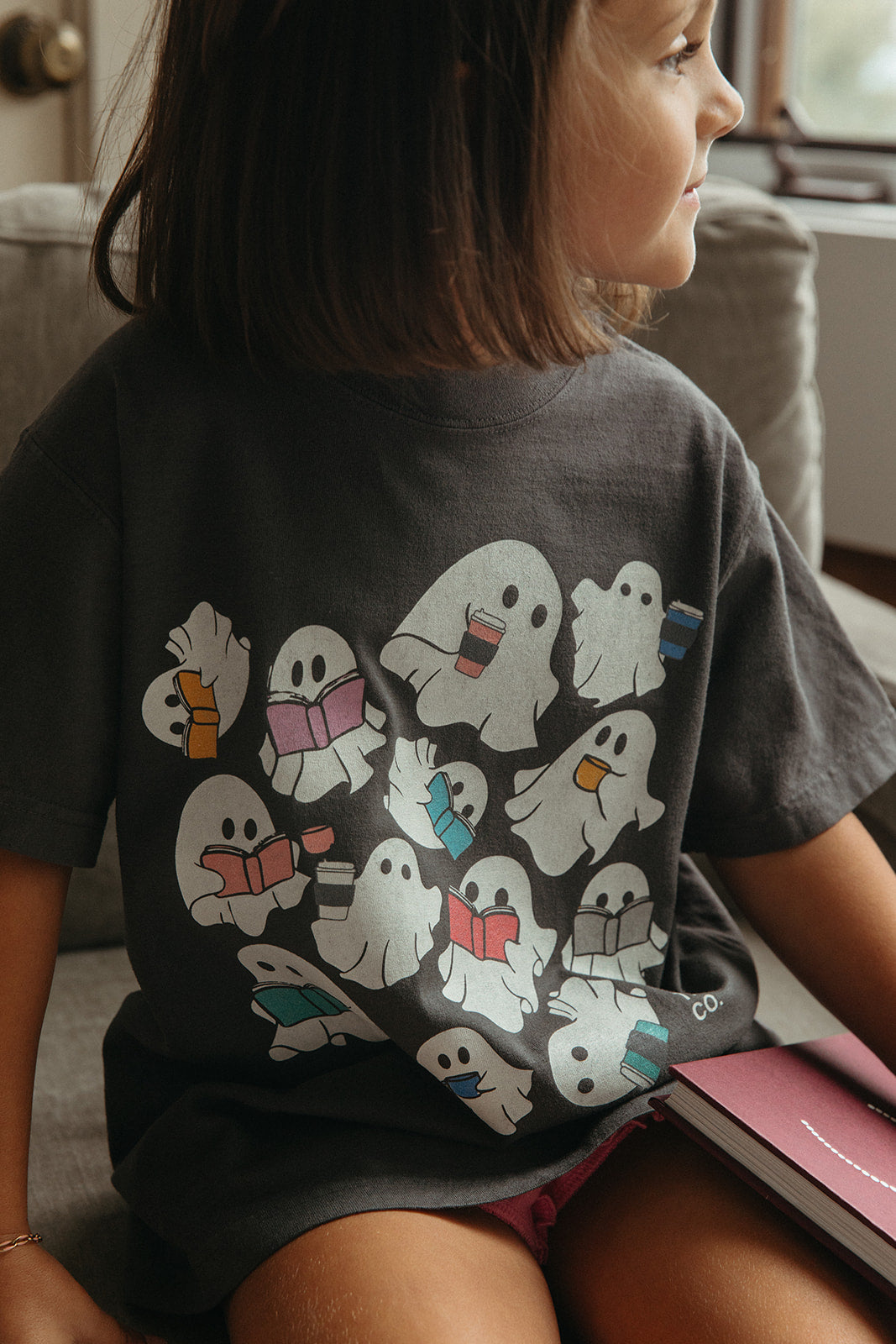 Youth Ghost Book Tee - Girl Tribe Co. Spooky Szn Collection