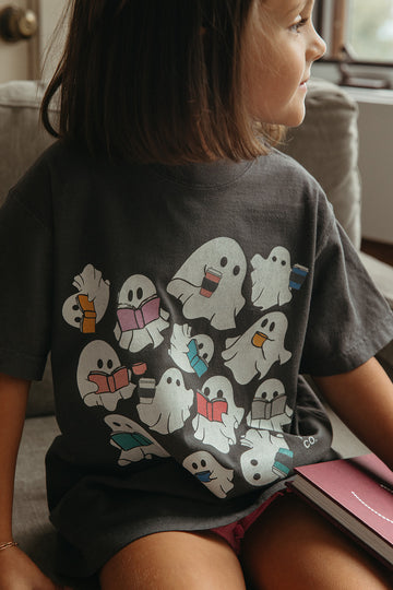 Youth Ghost Book Tee - Girl Tribe Co. Spooky Szn Collection