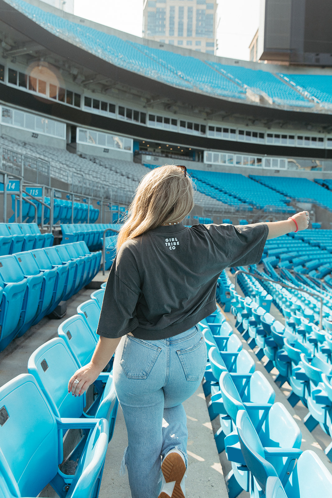 Carolina Panthers Cropped Sweatshirt Tee  - Carolina Panthers x Girl Tribe Co.