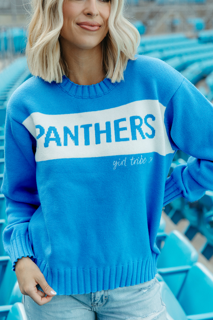 Carolina Panthers Colorblock Sweater  - Carolina Panthers x Girl Tribe Co.