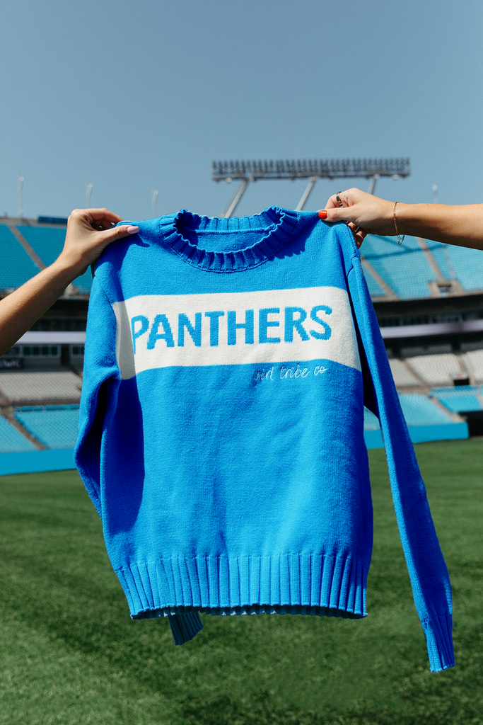 Carolina Panthers Colorblock Sweater  - Carolina Panthers x Girl Tribe Co.