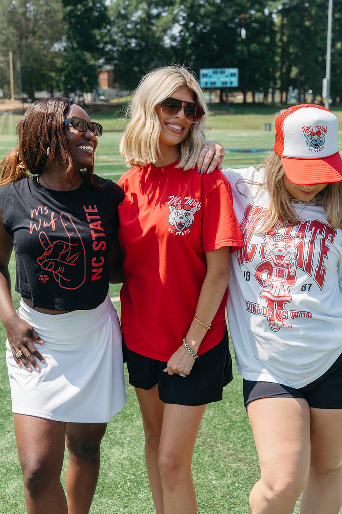 Ms. Wuf Red Tee - NC State x Girl Tribe Co. Collection