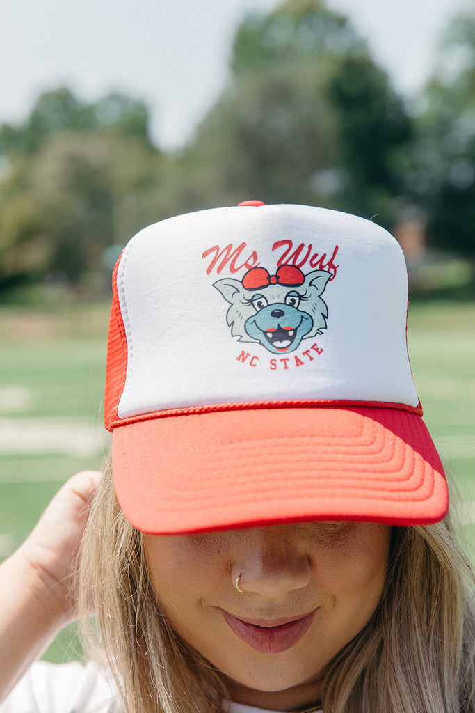 Ms. Wuf Trucker Hat - NC State x Girl Tribe Co. Collection