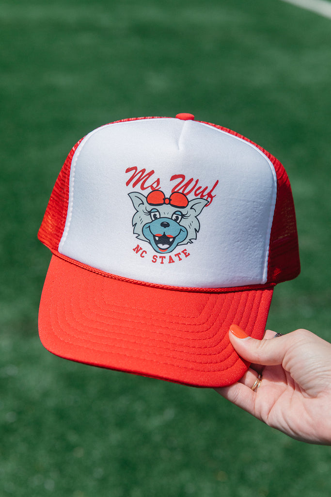 Ms. Wuf Trucker Hat - NC State x Girl Tribe Co. Collection