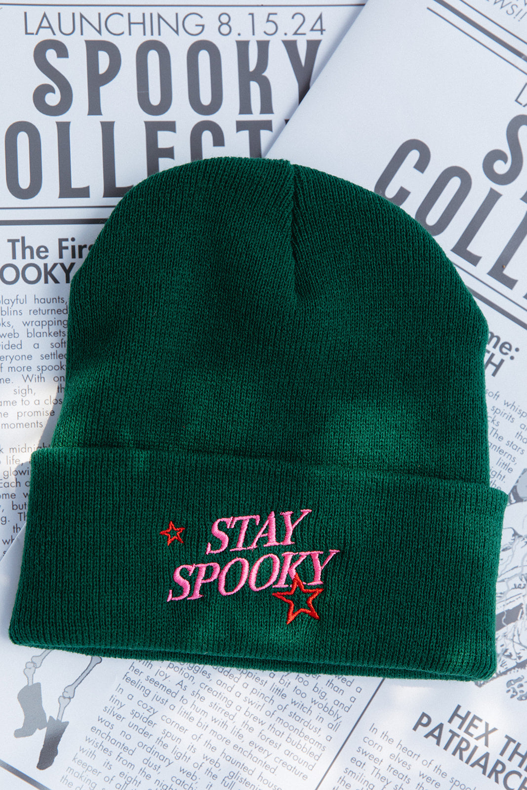 Stay Spooky Beanie In Dark Green