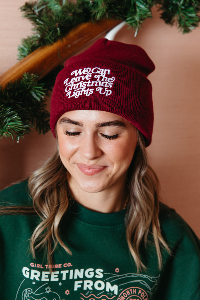 Leave the Christmas Lights Up Beanie - Girl Tribe Co. Holiday Collection