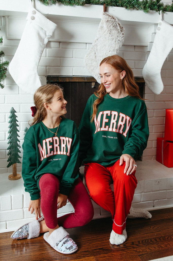 Youth Merry Sweatshirt - Girl Tribe Co. Holiday Collection