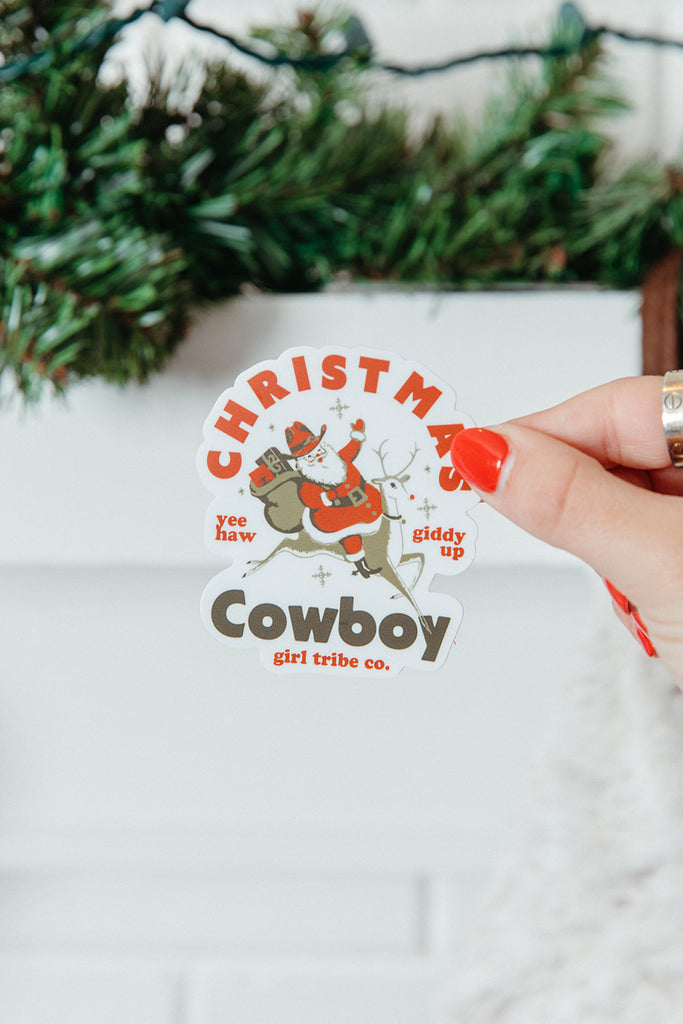 Christmas Cowboy Sticker - Girl Tribe Co. Holiday Collection