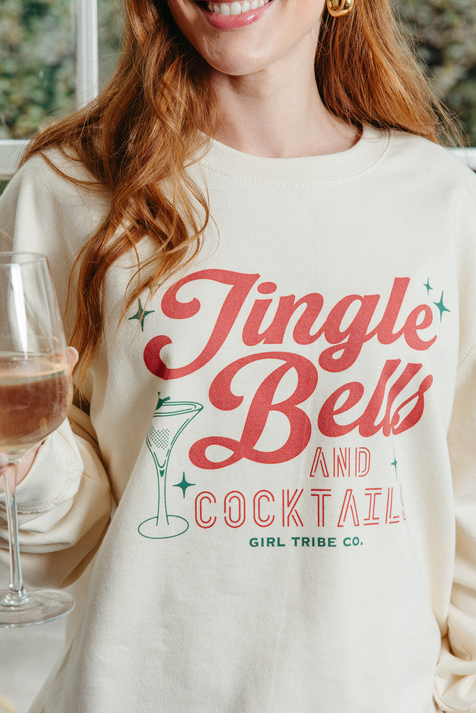 Jingle Bells and Cocktails Sweatshirt - Girl Tribe Co. Holiday Collection