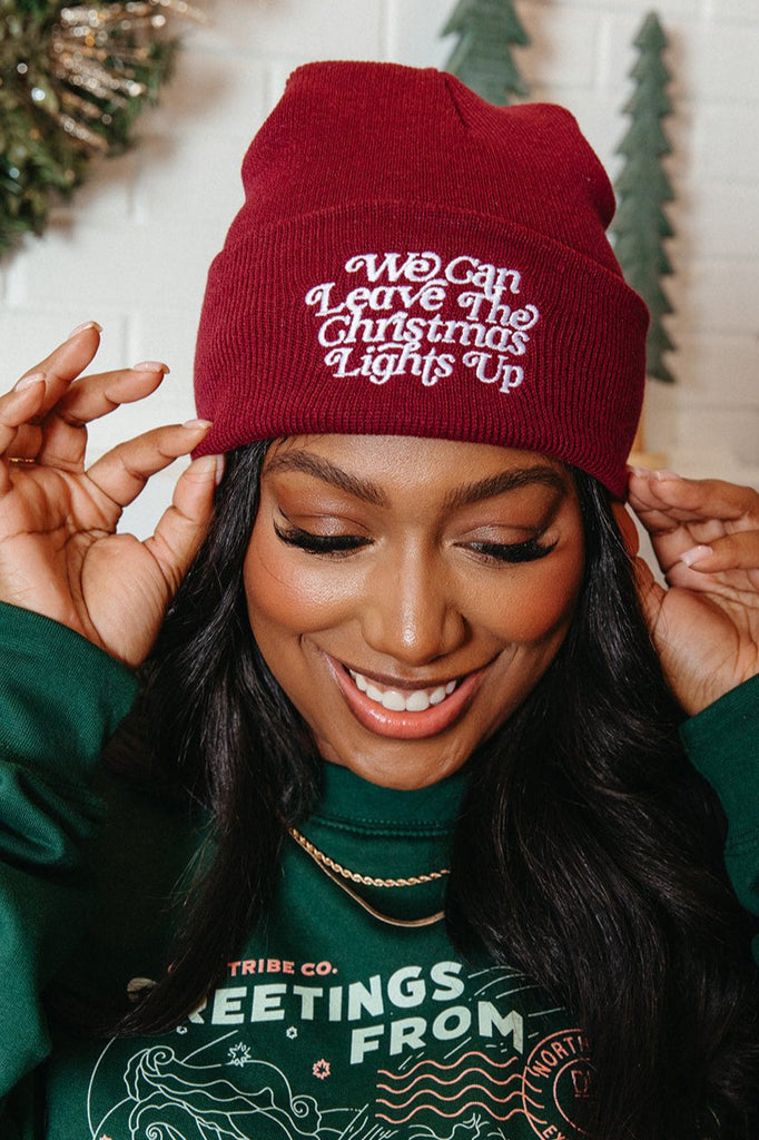 Leave the Christmas Lights Up Beanie - Girl Tribe Co. Holiday Collection