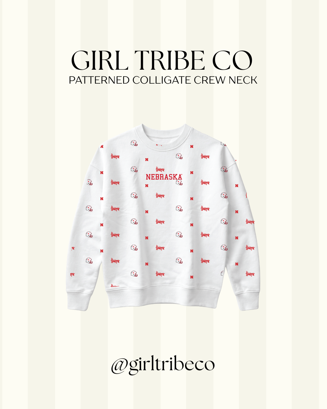 University of Nebraska Logo Embroidered Crewneck