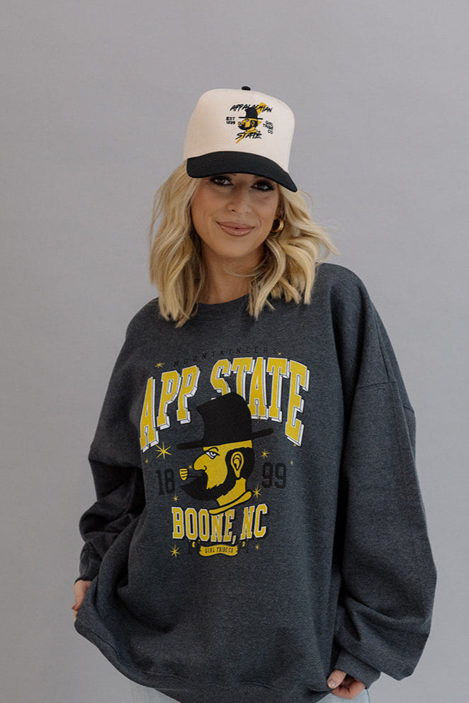 Appalachian State University: App State Lightning Bolt Two Toned Hat- Girl Tribe Co. ASU X Girl Tribe 