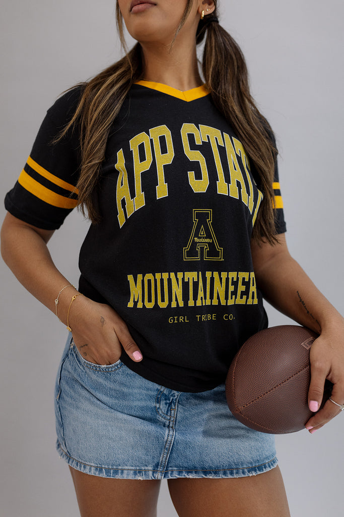 Appalachian State University: App State Varsity Tee- Girl Tribe Co. ASU X Girl Tribe