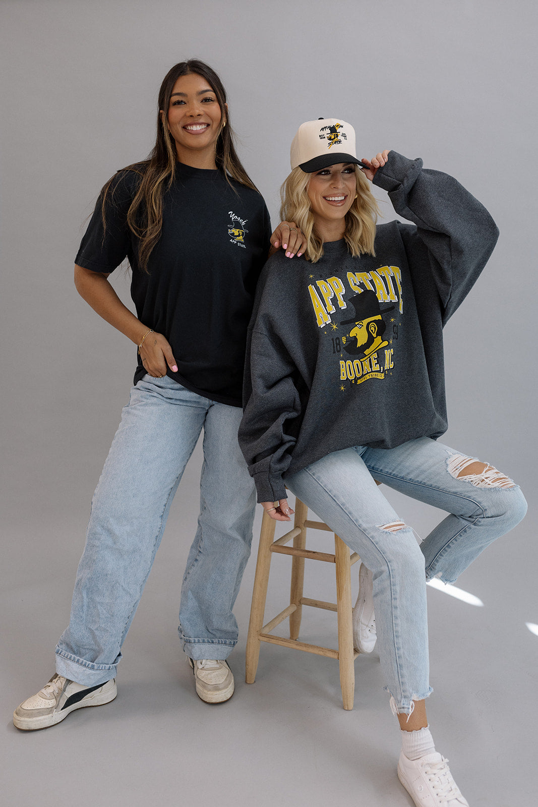 Appalachian State University: Yosef Black Tee- Girl Tribe Co. ASU X Girl Tribe 