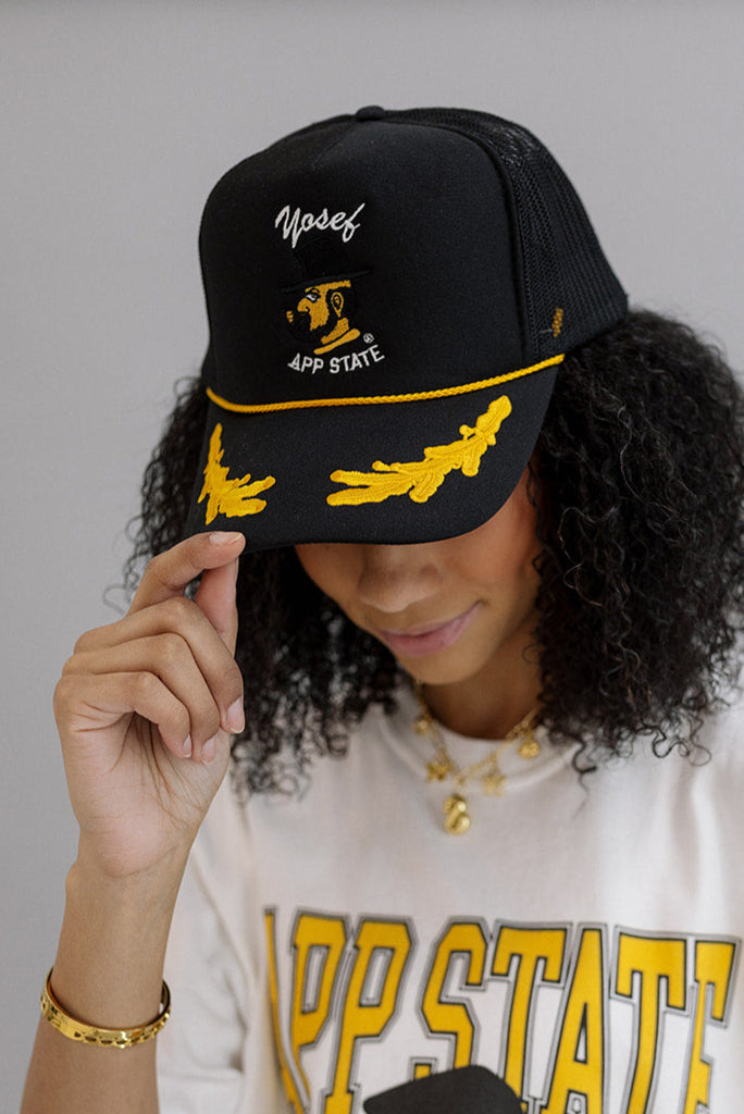 Appalachian State University: Yosef Trucker Hat- Girl Tribe Co. ASU X Girl Tribe 