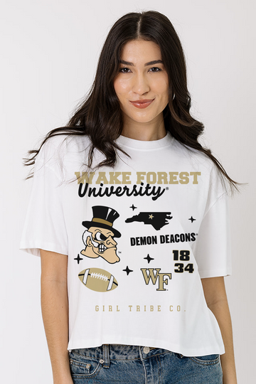 Wake Forest University Campus Collage Boxy Crop Tee