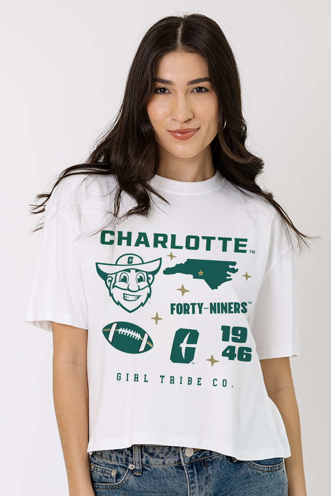 UNC Charlotte Campus Collage Boxy Crop Tee