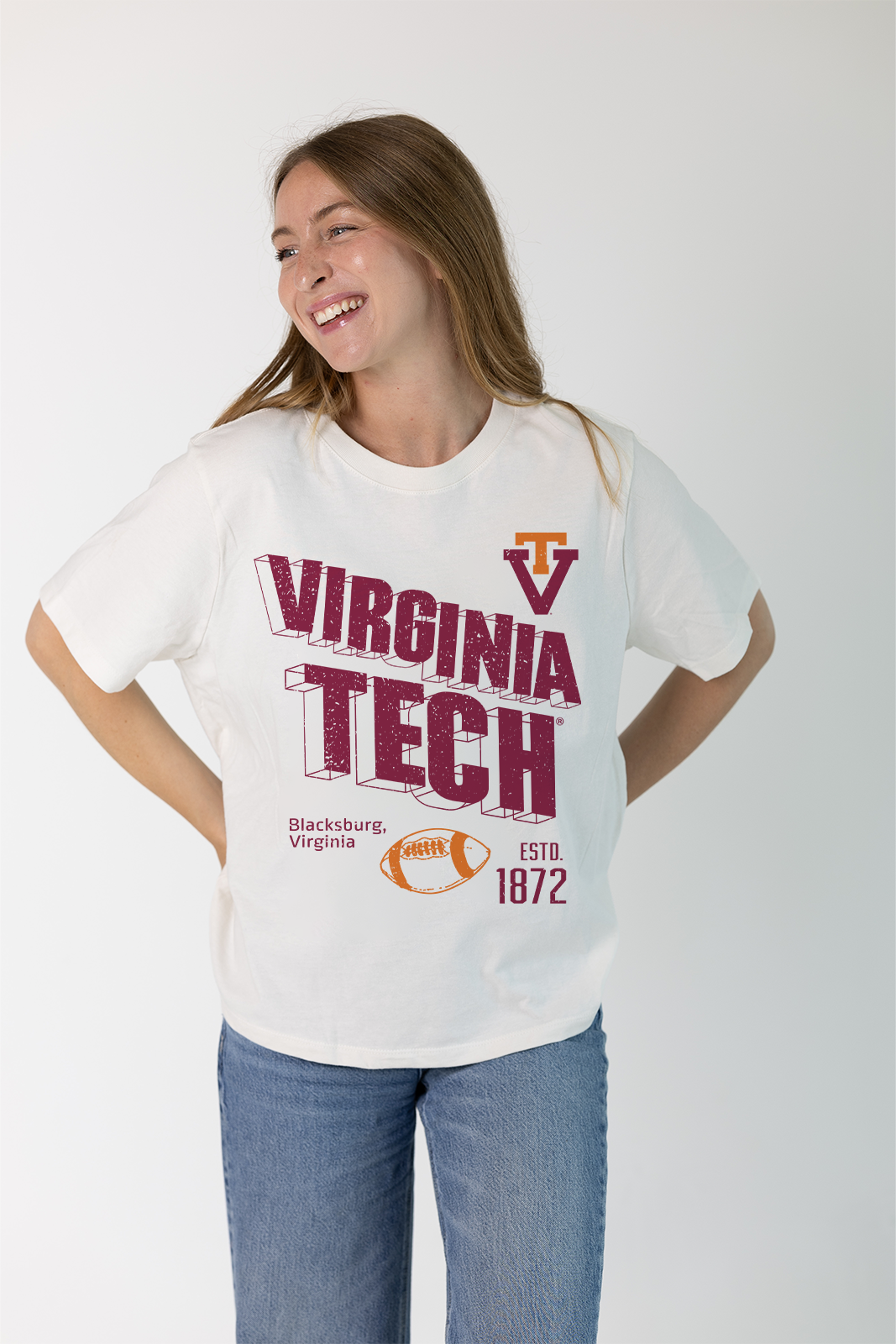 Virginia Tech Vintage Womens Letter Tee
