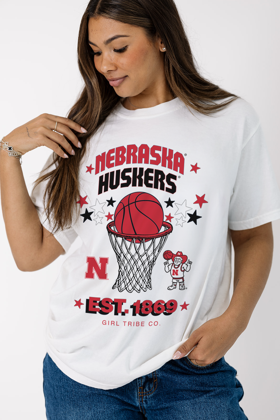 University of Nebraska Huskers Hoop Basketball Tee