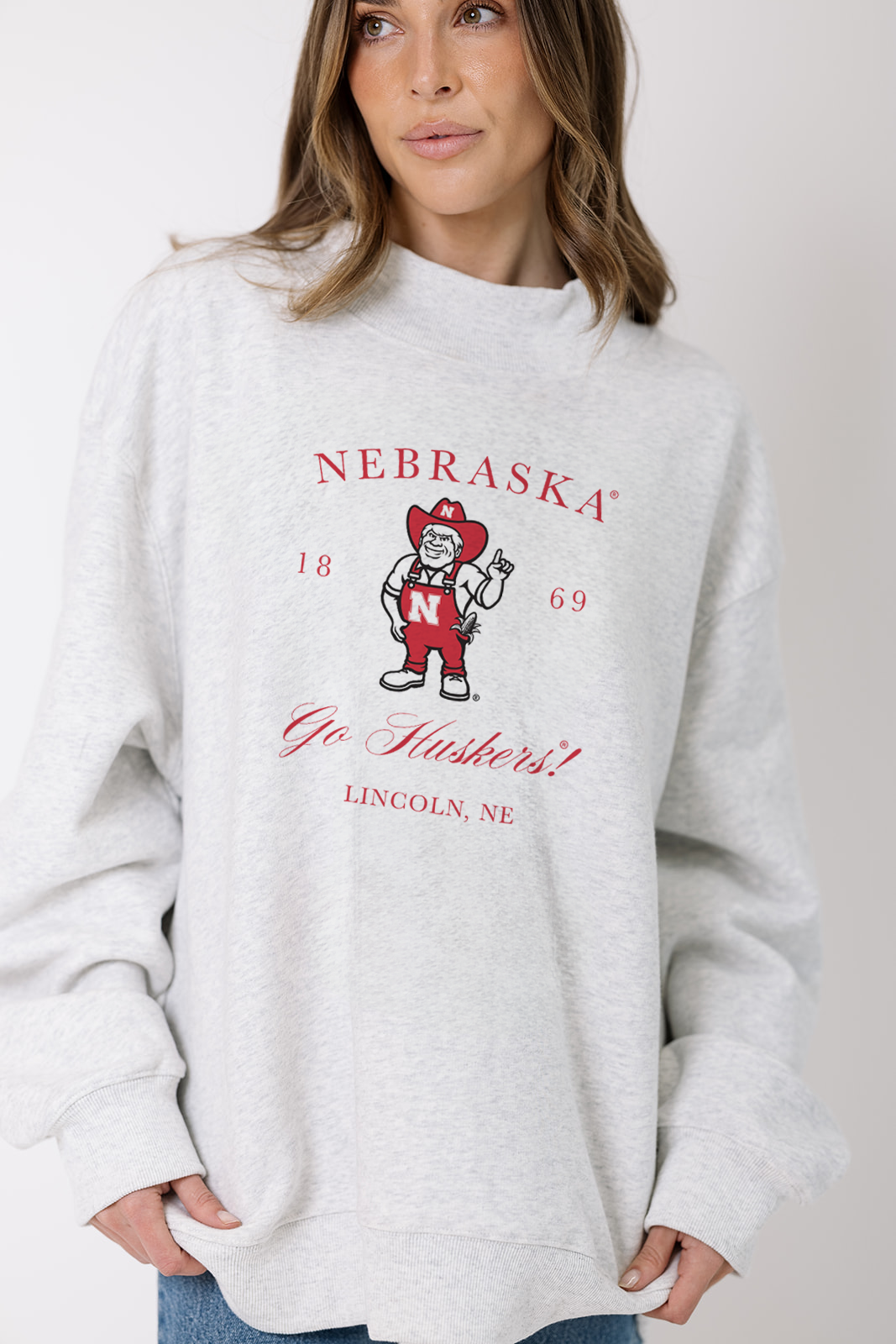 University of Nebraska Go Huskers Embroidered Mock Neck