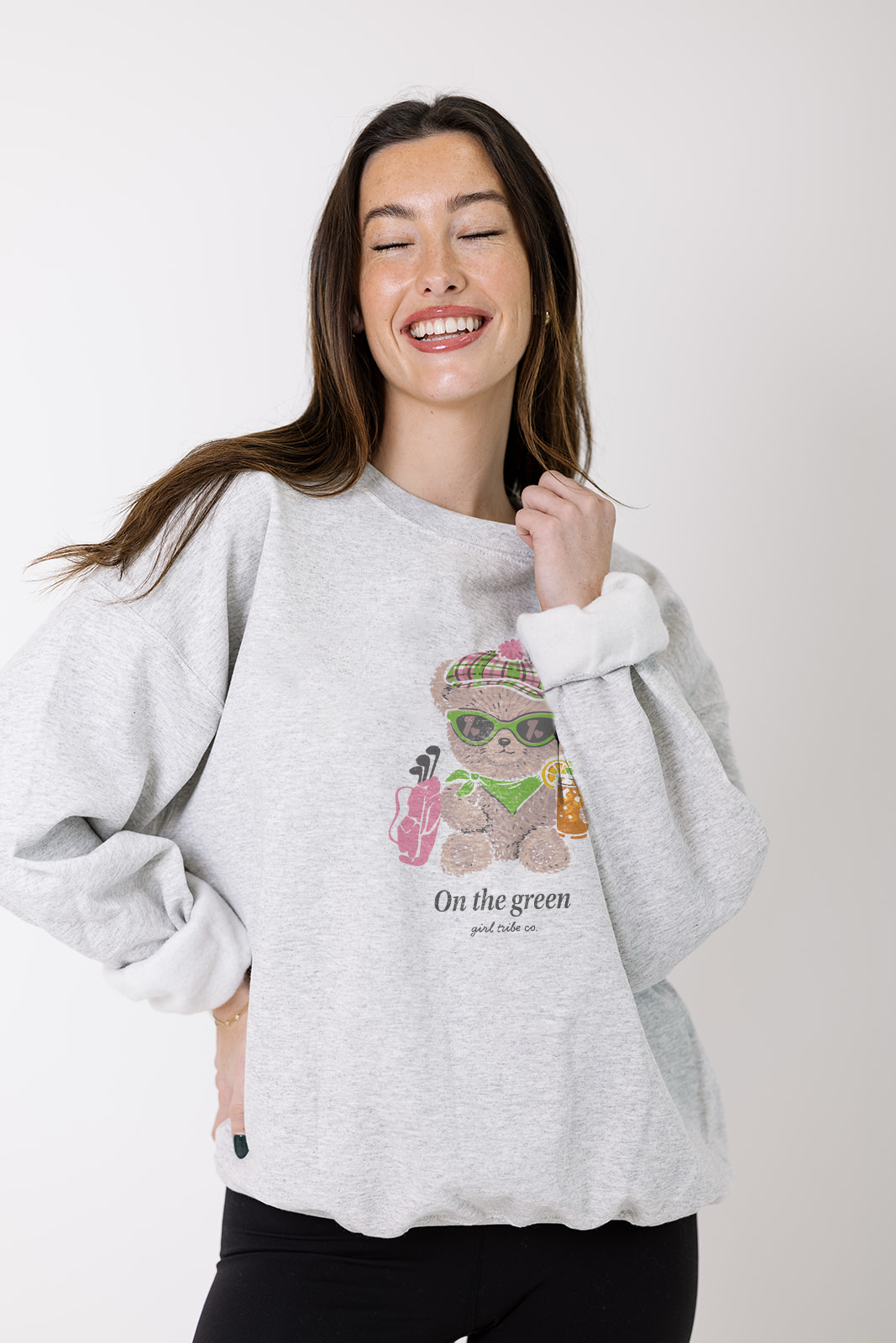 Golfer Bear Crewneck in Ash