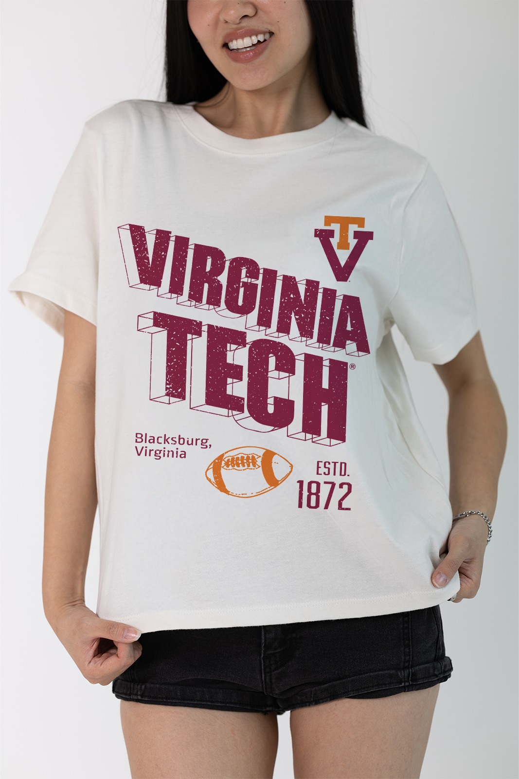 Virginia Tech Vintage Womens Letter Tee