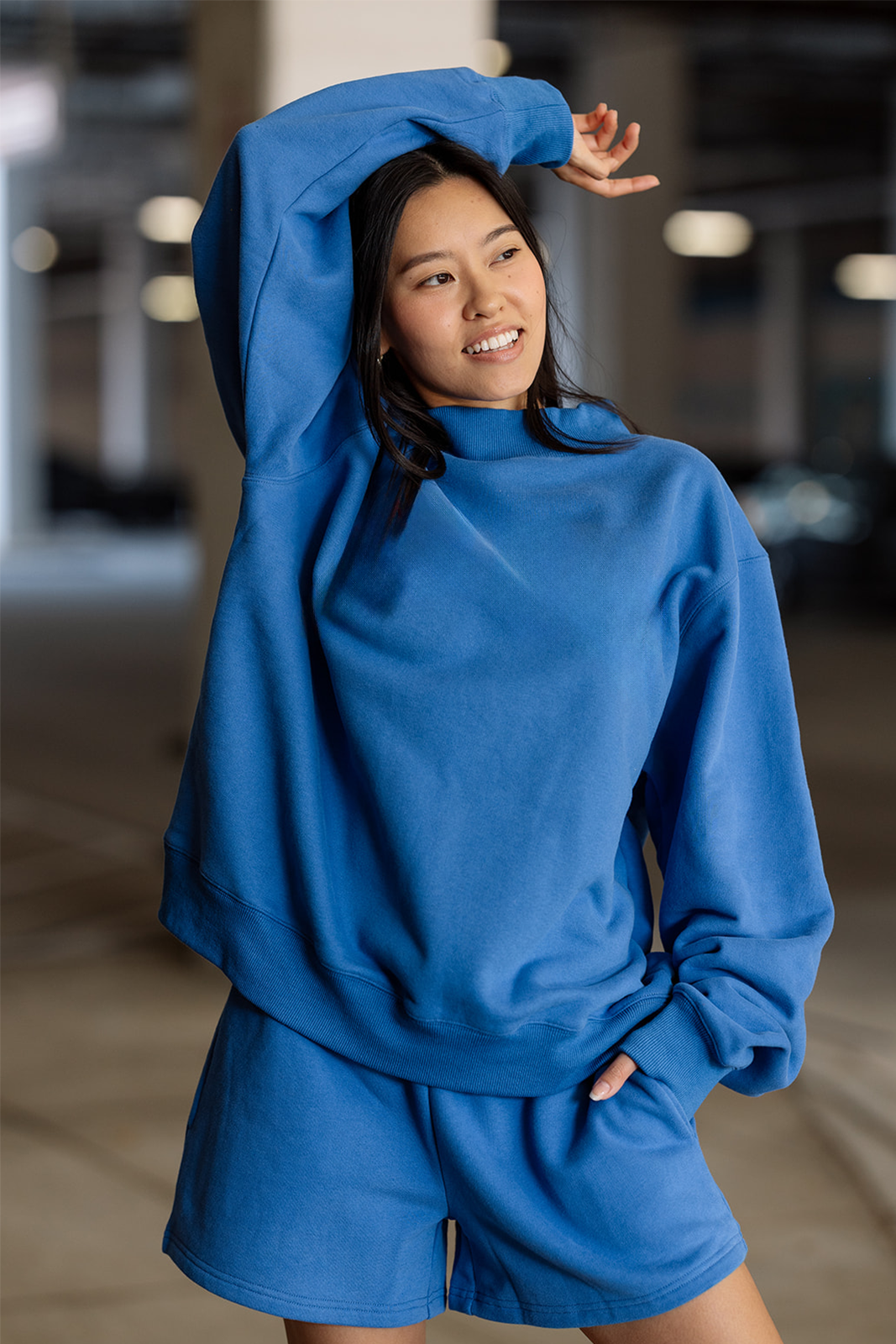 Mock Neck Sweatshirt in Royal Blue