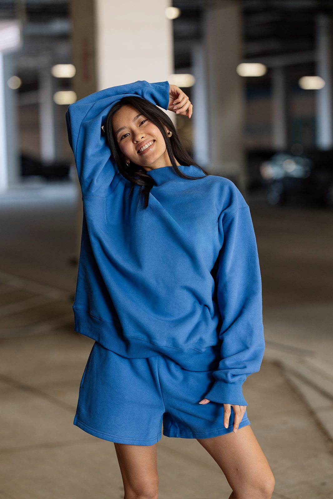 Mock Neck Sweatshirt in Royal Blue