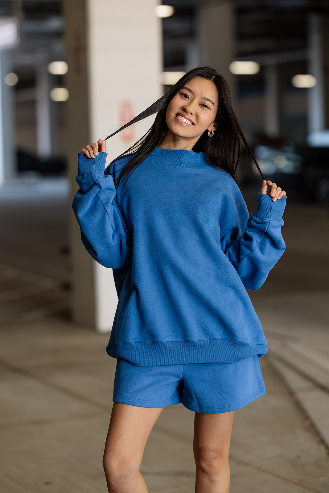 Mock Neck Sweatshirt in Royal Blue