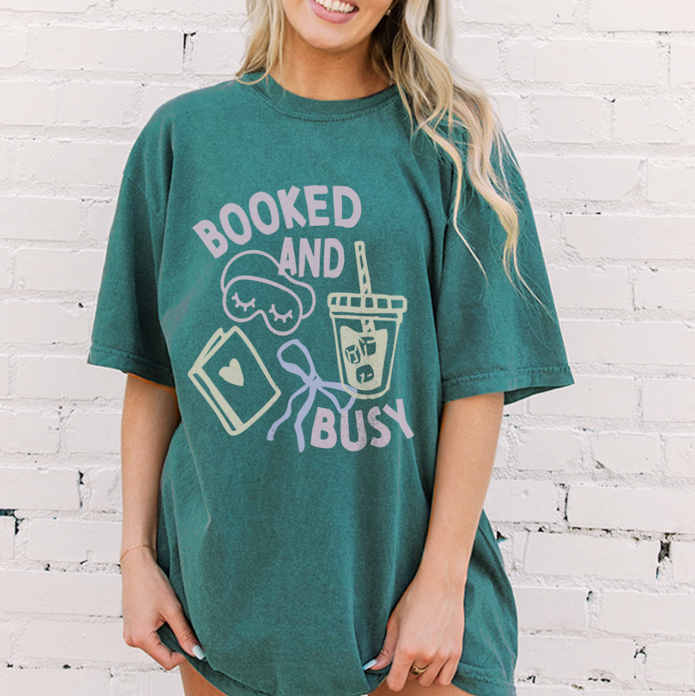 Booked And Busy Tee- Girl Tribe Co. Booktok and Coffee Club 