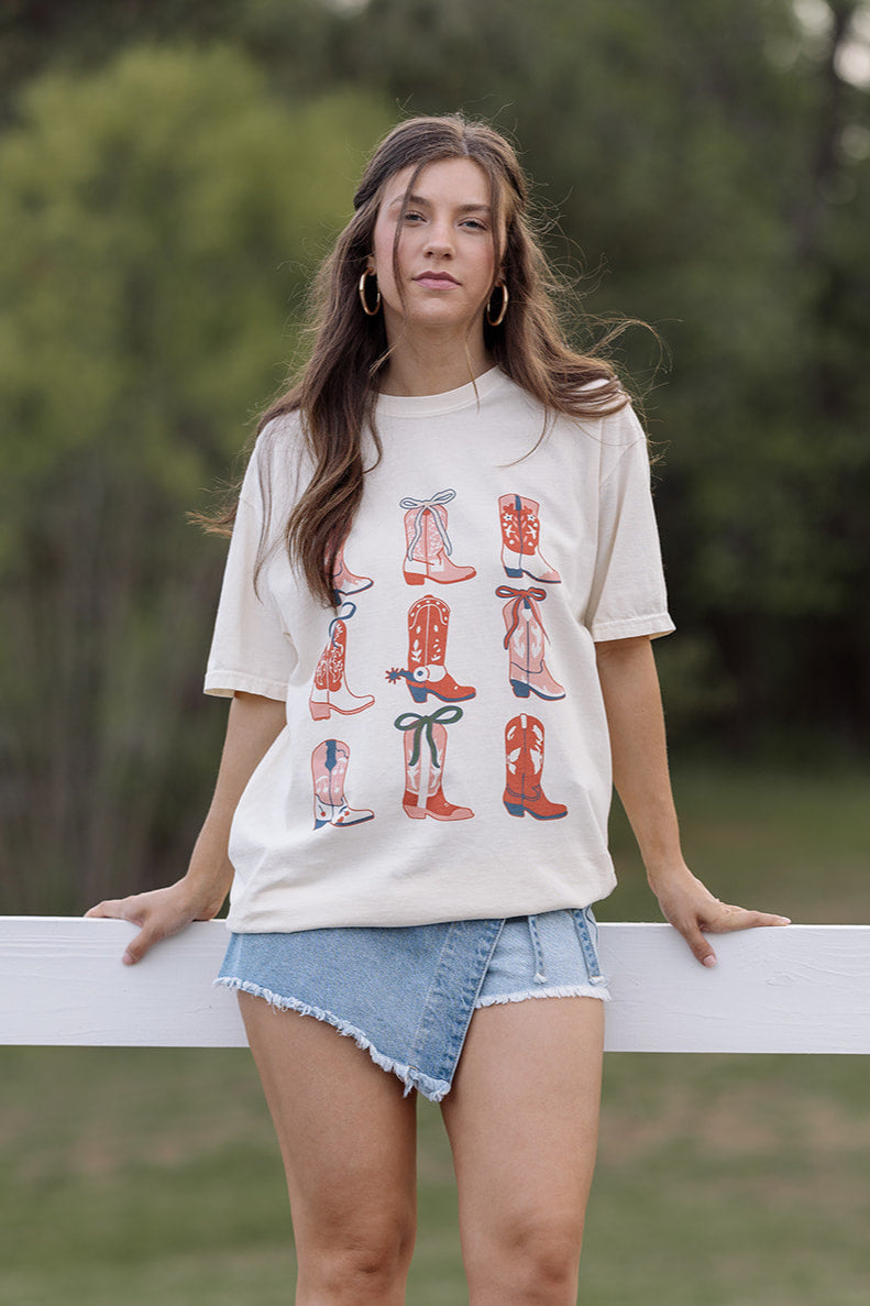 Boots and Bows Tee- Girl Tribe Co. Long Live Cowgirls 