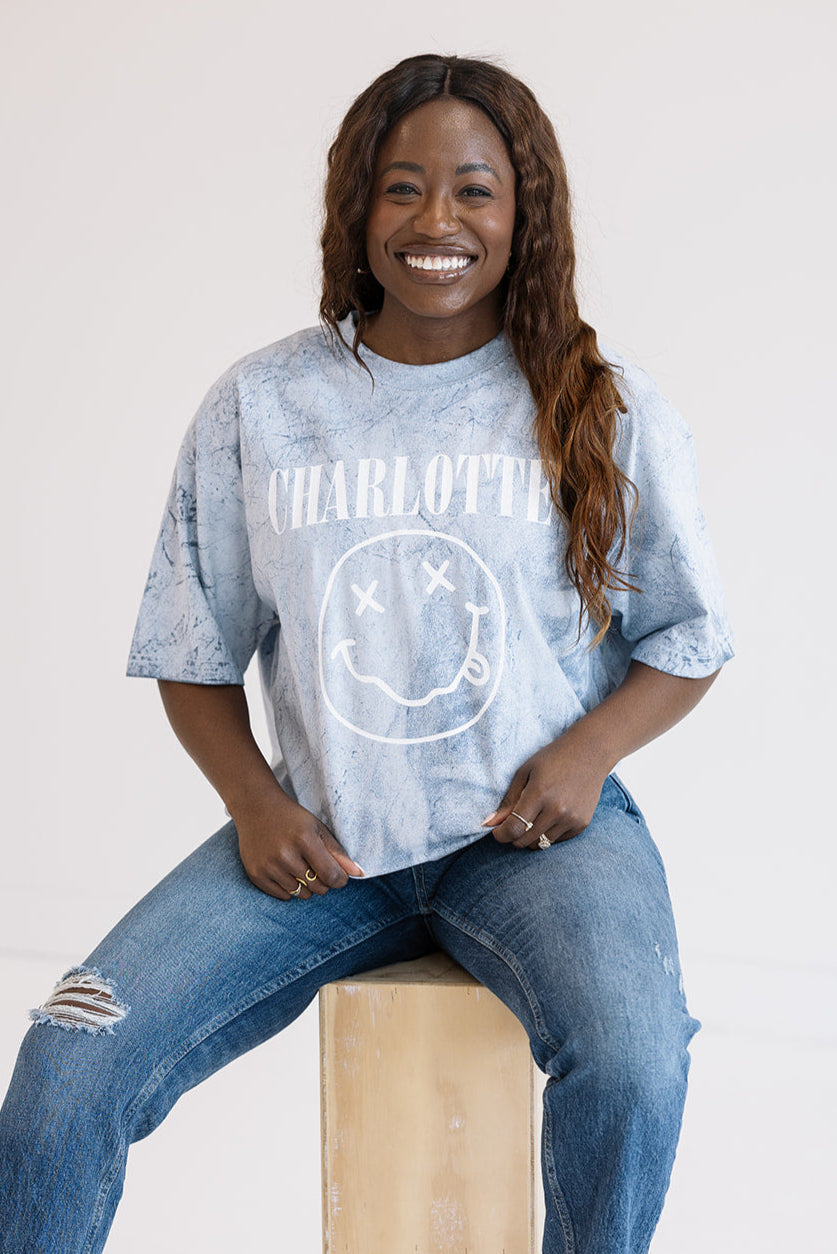 Charlotte Nevermind Tee in Blue- Girl Tribe Co. Charlotte Collection 