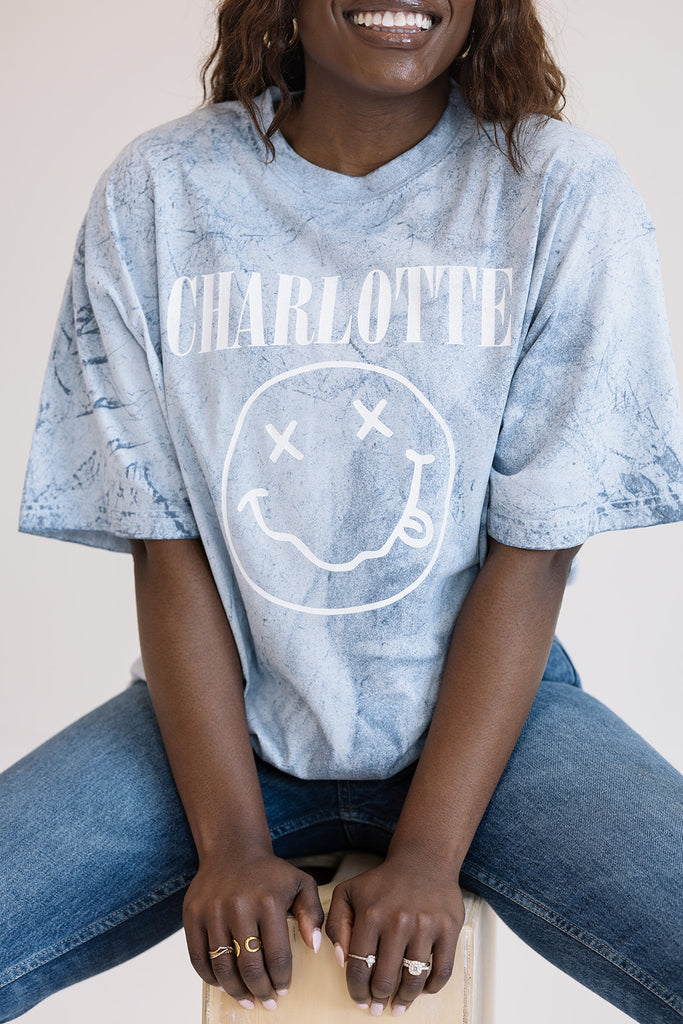 Charlotte Nevermind Tee in Blue- Girl Tribe Co. Charlotte Collection 