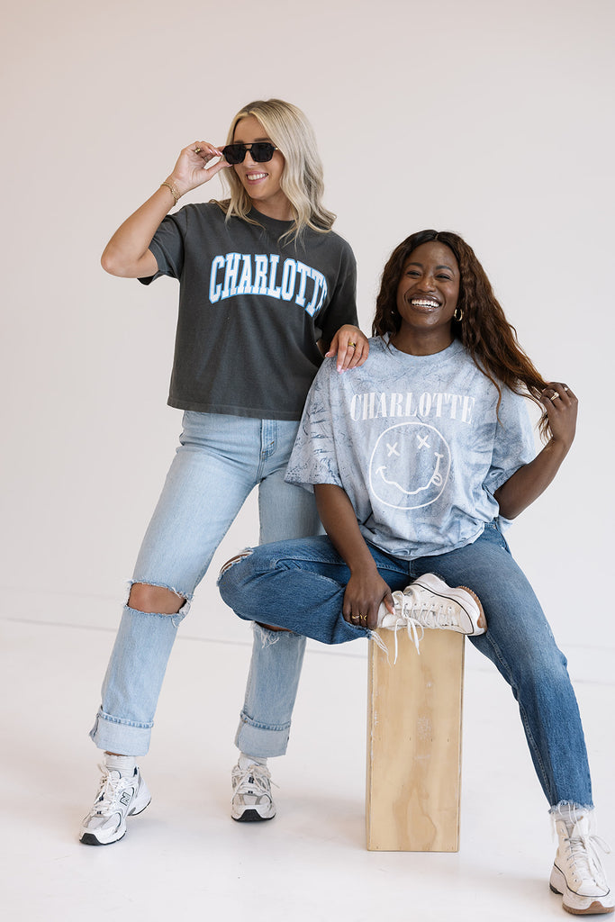 Charlotte Nevermind Tee in Blue- Girl Tribe Co. Charlotte Collection 