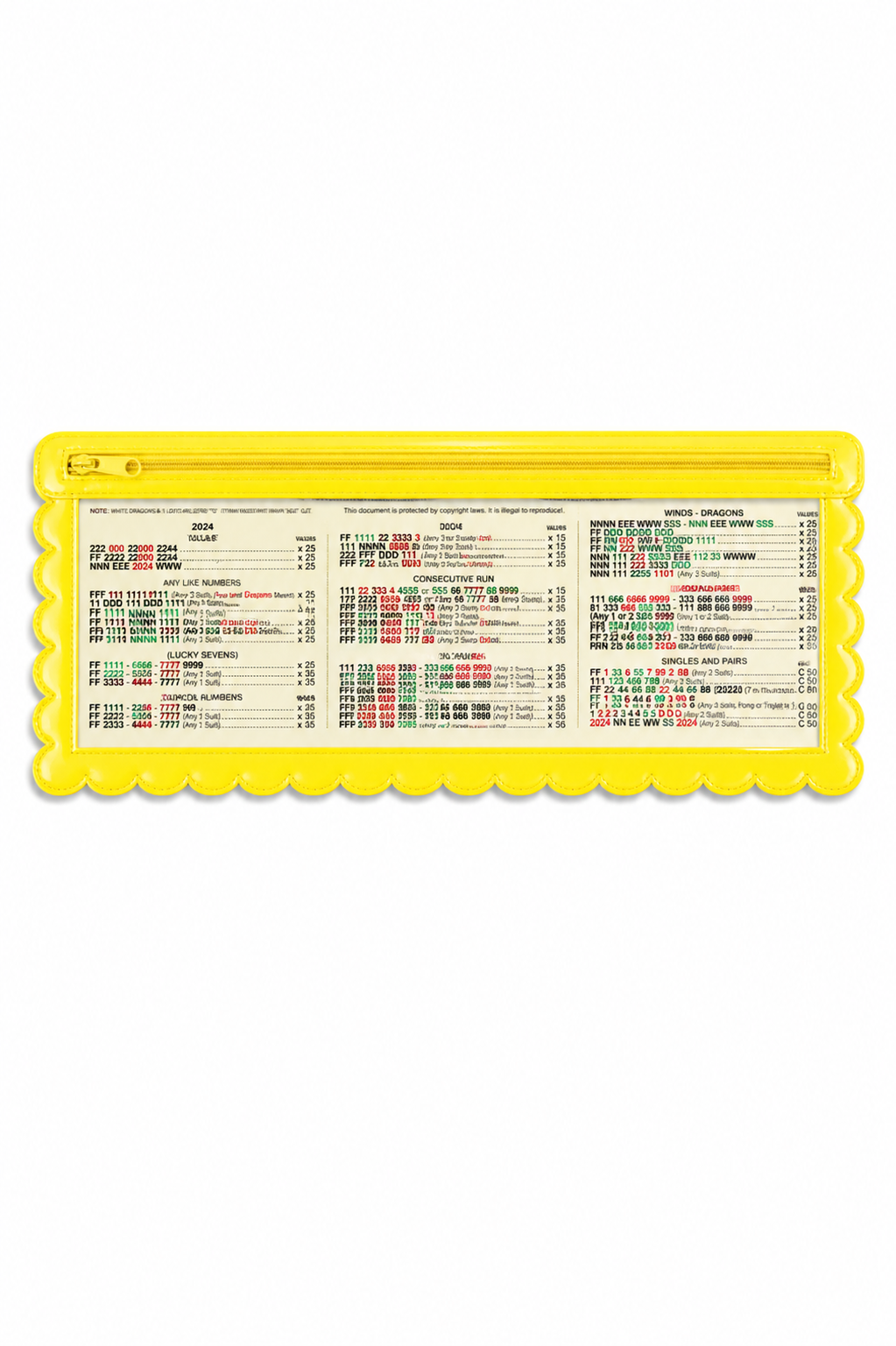 Splash-Proof Mahjong Card Holder for Pool Mahjong - Yellow Scallops LARGE SIZE