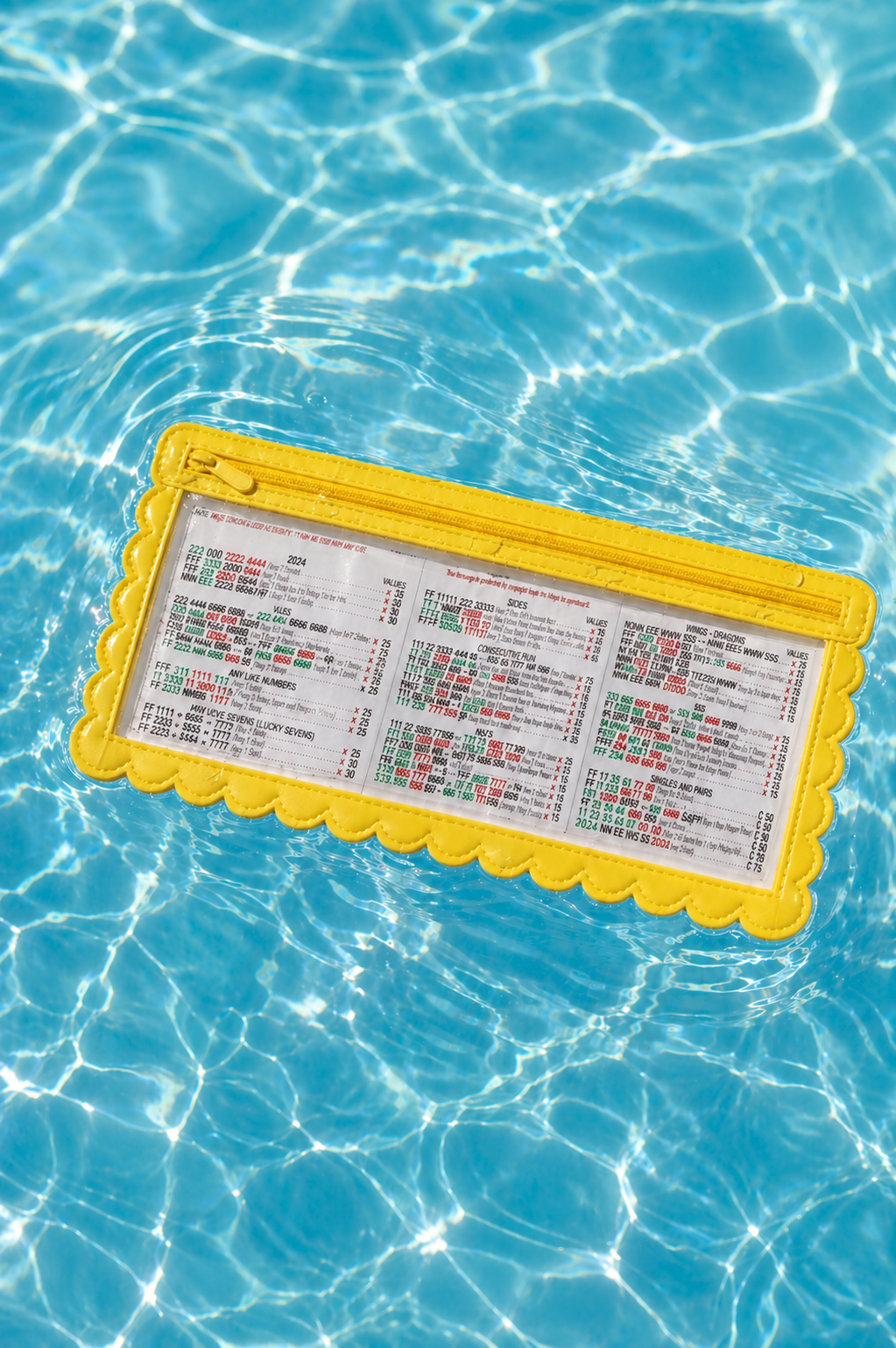 Splash-Proof Mahjong Card Holder for Pool Mahjong - Yellow Scallops LARGE SIZE